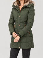 Winterjacke Damen Grün – Dreiviertelansicht seitlich