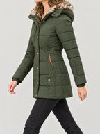 Winterjacke Damen Grün – Seitenansicht