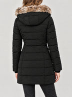 Winterjacke Damen Schwarz – Rückansicht