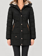 Winterjacke Damen Schwarz – Vorderansicht