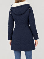 Wintermantel Damen Marineblau – Rückansicht