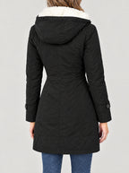 Wintermantel Damen Schwarz – Rückansicht